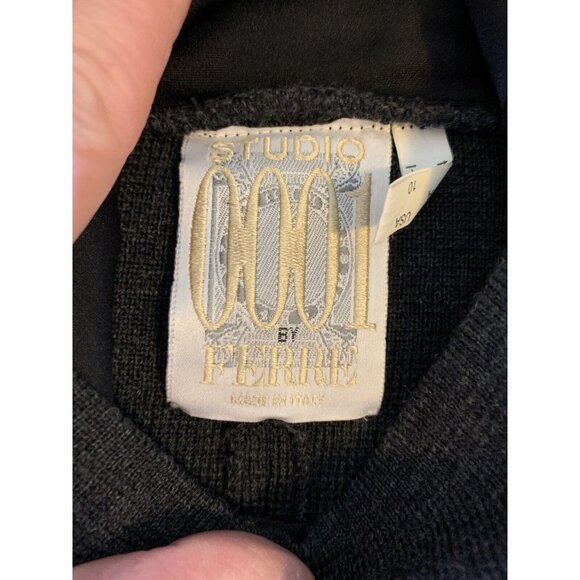 Studio 0001 by Ferre Dark Gray 100% Wool Turtleneck Velvet Trim Sweater 10 - Picture 12 of 12